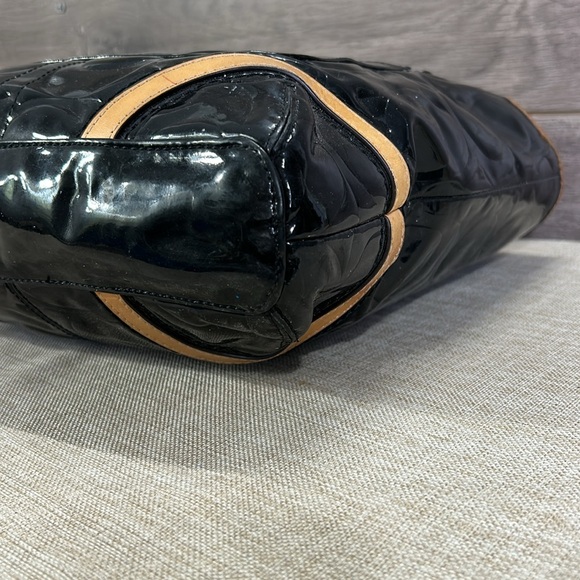 Coach Black and Tan Patent Leather Tote - Picture 10 of 15